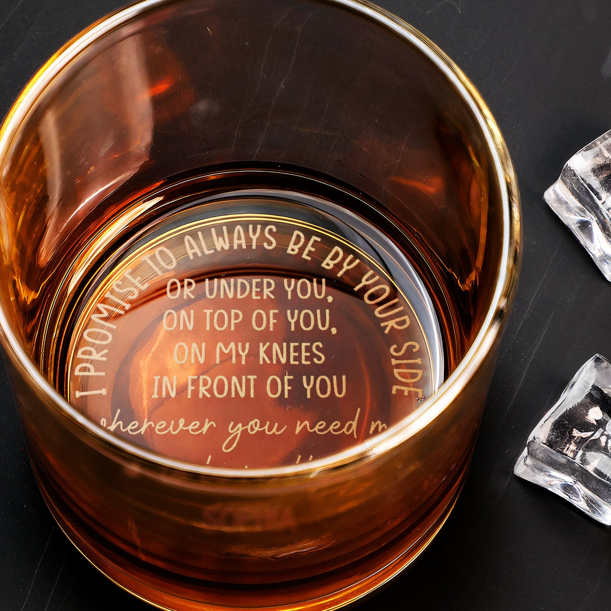 I Promise To Always Be By Your Side - Personalized Engraved Whiskey Glass - Gift For Him, Husband on Anniversary, Valentine's Day