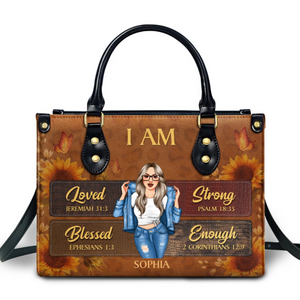 I Am Loved, Strong, Blessed, Enough - Custom Handbag - Personalized Gift For Women, Christian Gift