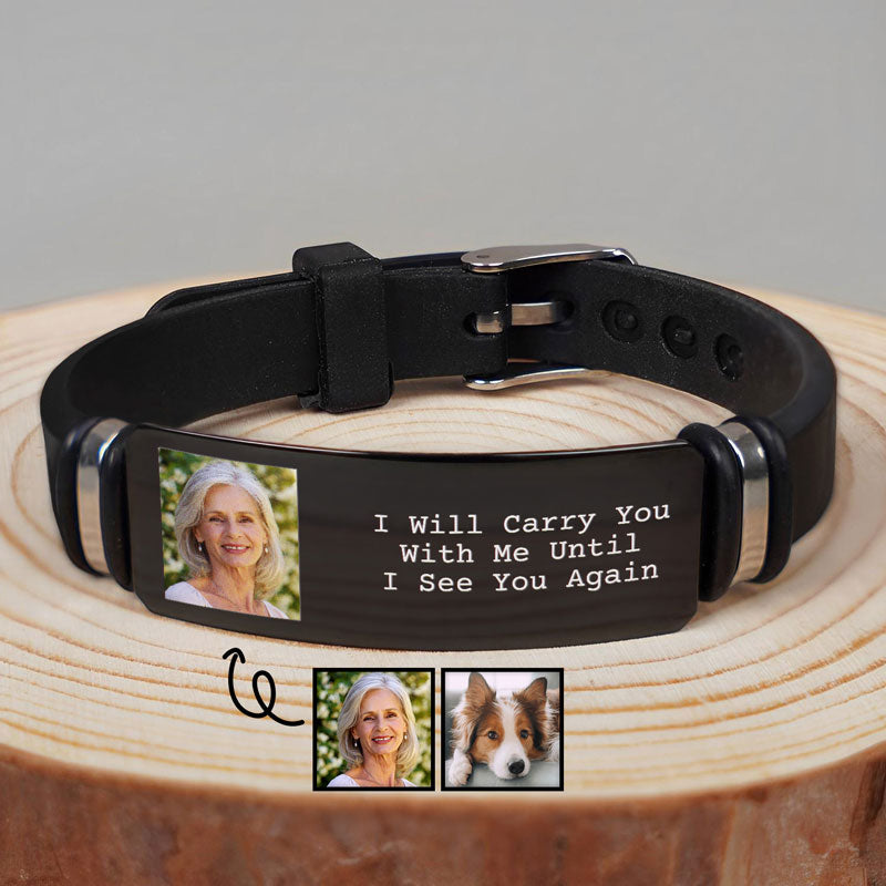 Custom Photo I'll Carry You - Personalized Bracelet - Memorial Gift For Family, Siblings, Friends, Dog Lovers, Cat Lovers