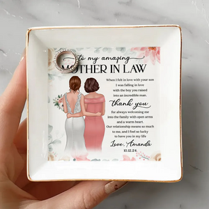 To My Amazing Mother In Law - Personalized Jewelry Dish - Wedding Gift, Sentimental Gift For Mother In Law From Bride