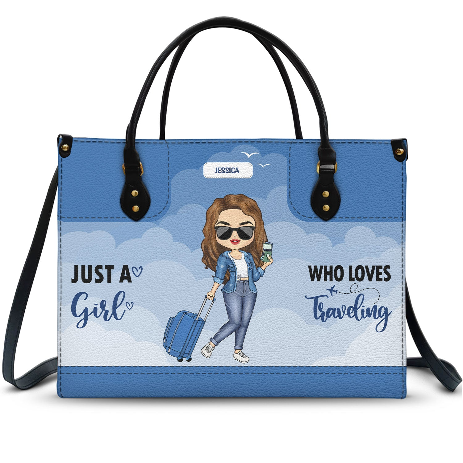 Just A Girl Who Loves Traveling - Custom Handbag - Personalized Gift For Women, Traveling Lovers, Vacation Lovers