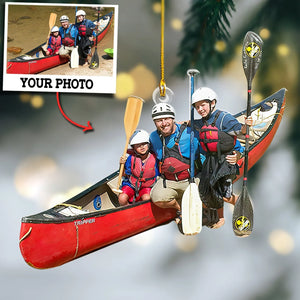 Custom Photo Kayak Christmas Ornament, Personalized Gift with Picture, Gift For Kayaker Parter, Paddling Keepsake, River Kayak Trip Xmas Decor