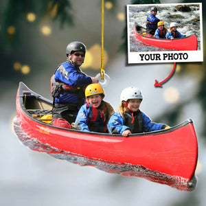 Custom Photo Kayak Christmas Ornament, Personalized Gift with Picture, Gift For Kayaker Parter, Paddling Keepsake, River Kayak Trip Xmas Decor