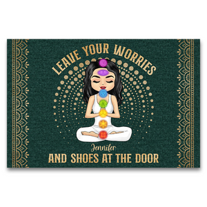 Leave Your Worries & Shoes - Personalized Custom Doormat - Gift For Yourself, Women, Yoga Lovers