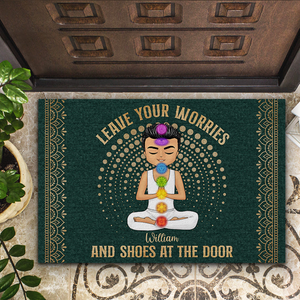 Leave Your Worries & Shoes - Personalized Custom Doormat - Gift For Yourself, Women, Yoga Lovers