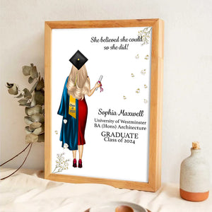 She Believed She Could So She Did - Personalized Poster/Canvas Print - Graduation Gifts, Presents & Ideas For Her/Him, Grad Ceremony, Commencement, Convocation, College & University