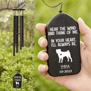 In Your Heart I'll Always Be Dog Memorial - Personalized Wind Chimes | Sympathy, Bereavement, Condolence Gift for Pet Loss, Dog Lovers