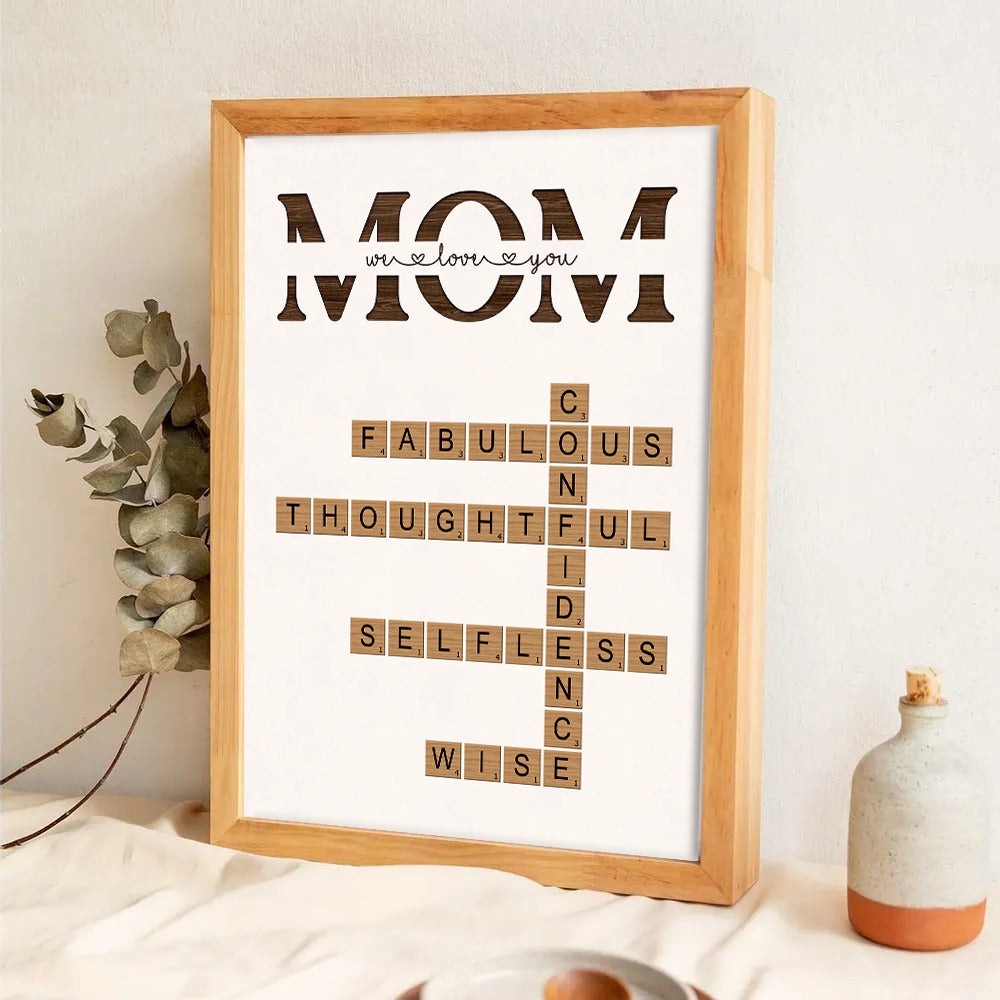 MOM Words Art Why We Love You Crossword Puzzle - Personalized Poster/Canvas - Gift For Gift For Mom, Mother's Day