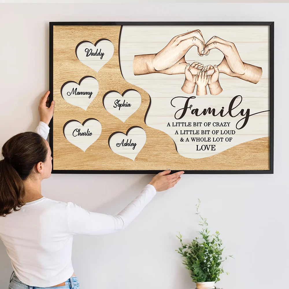 Family Hands A Whole Lot Of Love - Personalized Poster/Canvas - Gift For Family Members, Mom and Dad