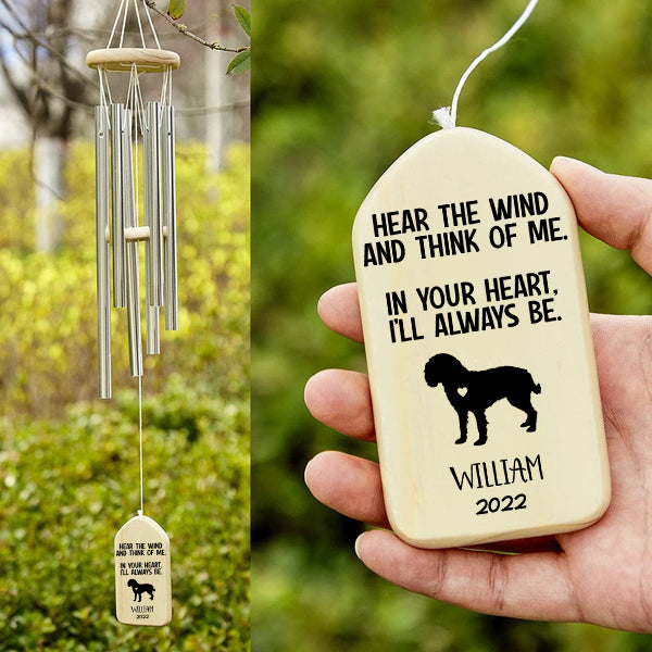 In Your Heart I'll Always Be Dog Memorial - Personalized Wind Chimes | Sympathy, Bereavement, Condolence Gift for Pet Loss, Dog Lovers