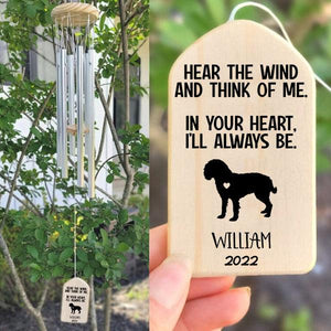 In Your Heart I'll Always Be Dog Memorial - Personalized Wind Chimes | Sympathy, Bereavement, Condolence Gift for Pet Loss, Dog Lovers