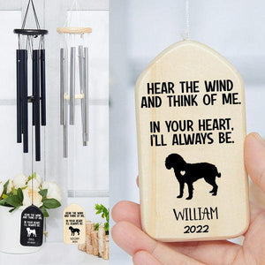 In Your Heart I'll Always Be Dog Memorial - Personalized Wind Chimes | Sympathy, Bereavement, Condolence Gift for Pet Loss, Dog Lovers