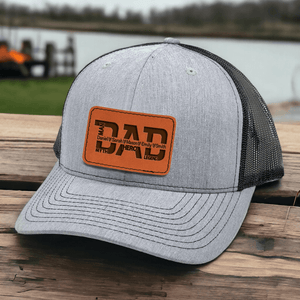 Custom Kids Names Dad The Man The Myth The Legend Our Hero - Personalized Engraved Leather Patch Trucker Hat - Custom Father's Day Gift for Him, Husband, Daddy, Grandpa, Dad Gift From Daughter, Custom Dad Cap, Gift For Dad with Kids Names
