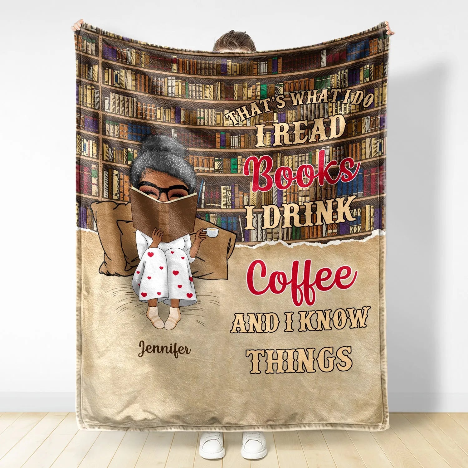 Just A Girl Who Loves Books - Personalized Custom Blanket - Gift For Book Lovers, Readers