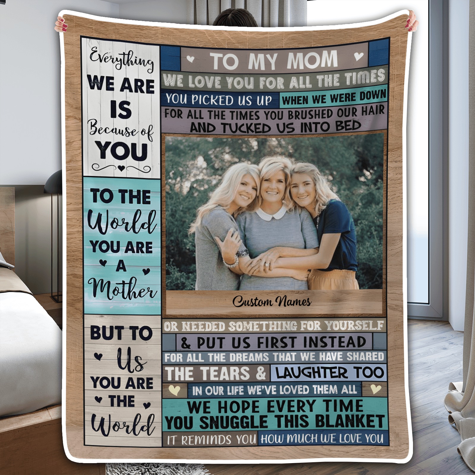 Custom Photo We Love You, Mom | Birthday, Loving, Funny Gift for Grandma/Nana/Mimi, Mom, Wife, Grandparent | Blanket - Suzitee Store