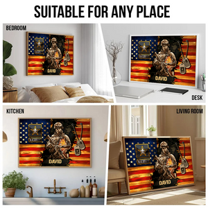 Soldier American Rustic Flag - Personalized Poster - Gift For Military Veteran Dad Grandpa Veteran