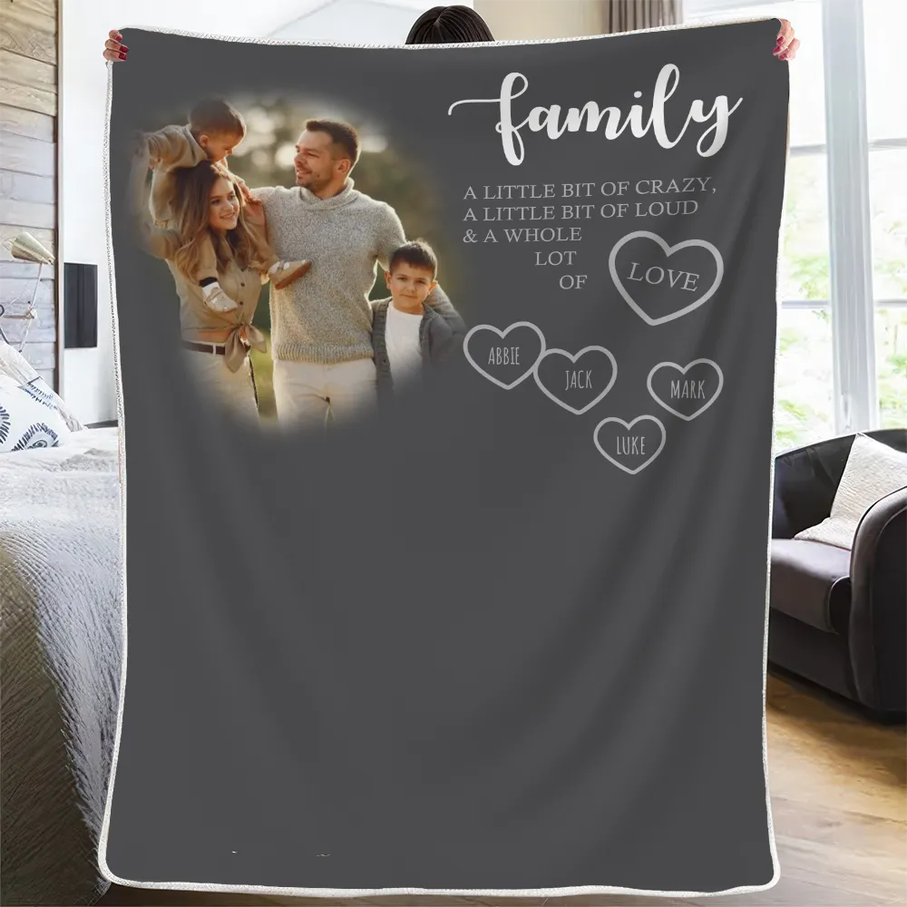 Family A Little Bit Of Crazy | Personalized Blanket | Gift for Family Members, Mom/Dad, Son/Daughter