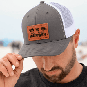 Custom Kids' Names Dad Papa Grandpa Trucker Hat  - Personalized Engraved Leather Patch Hat - Custom Father's Day Gift for Him, Husband, Daddy, Dada, Dad Gift From Daughter, Custom Dad Cap, Gift For Dad