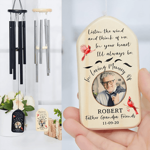 Custom Photo In Loving Memory Of You - Personalized Wind Chimes - Memorial Sympathy Gift for Family Members Grandma, Grandpa, Dad, Mom