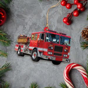 Custom Fire Truck Ornament -  Personalized Photo Gift for Firefighter, Paramedic | Christmas Decoration