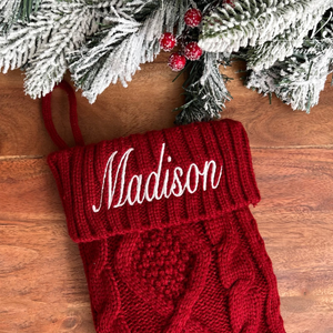 Personalized Family Christmas Stockings - 2024 Embroidered Christmas Stocking, Knitted Stockings With Name, Monogram Stocking, Holiday Decor Gift