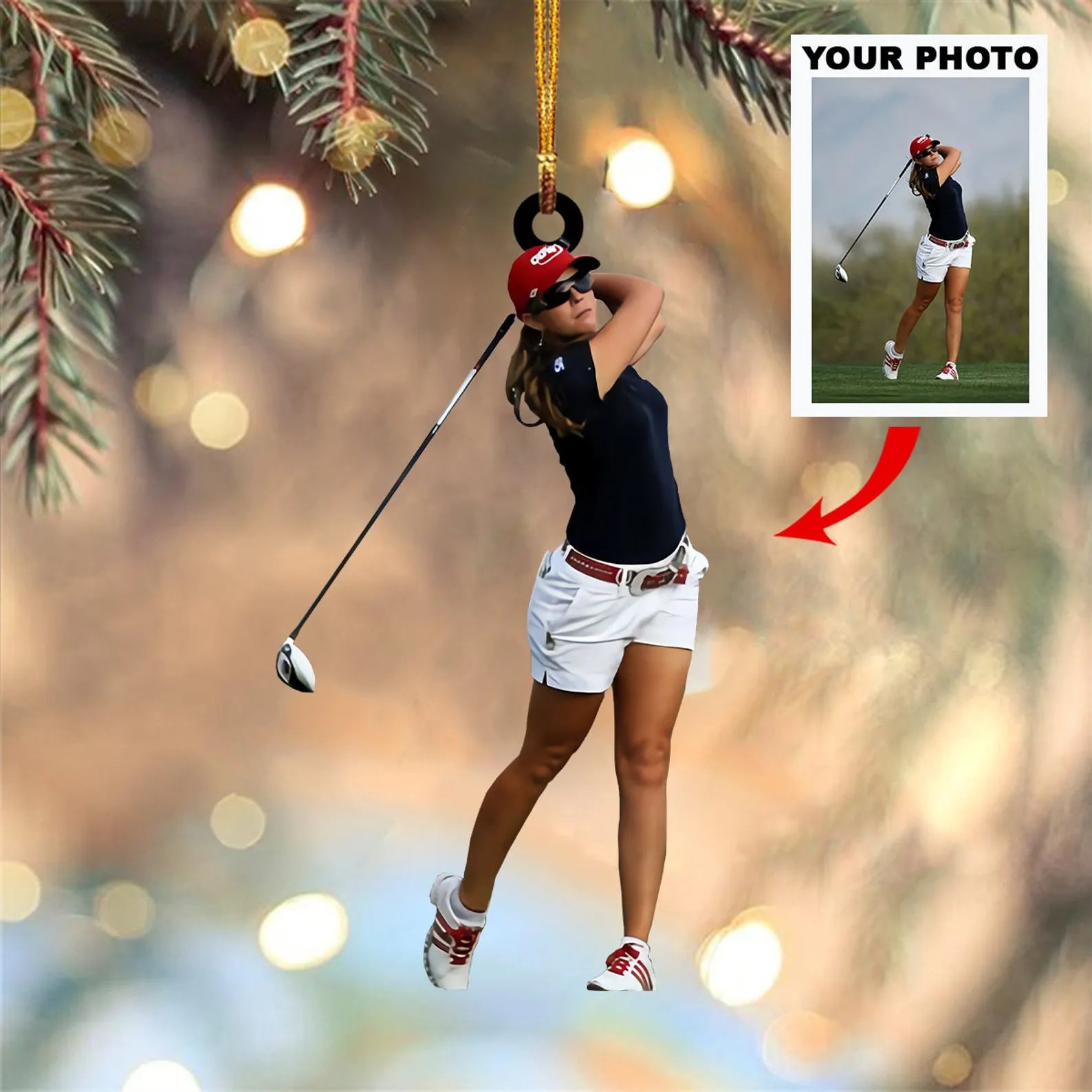 Personalized Golfer Photo Ornament - Custom Gift for Golf Players, Lovers, Golf Team, Golf Club | Christmas Ornament