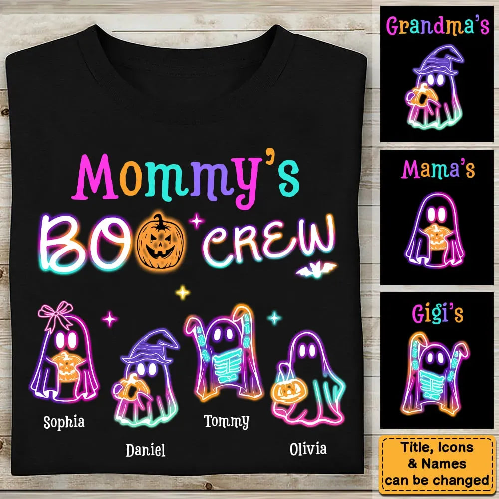 Mommy's Boo Crew - Personalized Custom T Shirt - Halloween Gift for Grandma/Nana/Mimi, Mom, Wife, Grandparent