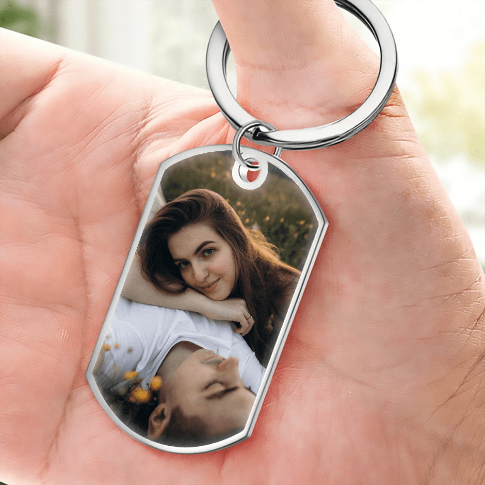 Custom Photo Keychain - Personalized Gift For Boyfriend, Girlfriend, Her, Him, Couples | Best for Anniversary, Valentine, Engagement | Stainless Steel
