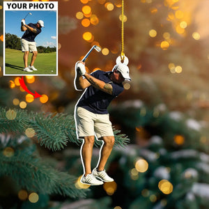 Personalized Golfer Photo Ornament - Custom Gift for Golf Players, Lovers, Golf Team, Golf Club | Christmas Ornament