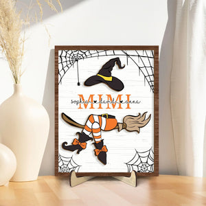 Personalized Nana Witch Two-Layer Wooden Plaque, Custom Kid's Name Halloween Wooden Sign, Spooky Season Wood Sign, Halloween Gift for Mom, Grandma