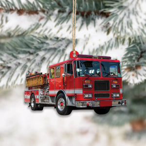 Custom Fire Truck Ornament -  Personalized Photo Gift for Firefighter, Paramedic | Christmas Decoration