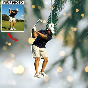 Personalized Golfer Photo Ornament - Custom Gift for Golf Players, Lovers, Golf Team, Golf Club | Christmas Ornament