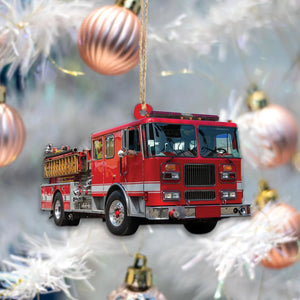 Custom Fire Truck Ornament -  Personalized Photo Gift for Firefighter, Paramedic | Christmas Decoration