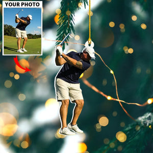 Personalized Golfer Photo Ornament - Custom Gift for Golf Players, Lovers, Golf Team, Golf Club | Christmas Ornament