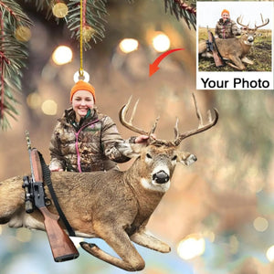 Custom Photo Hunting Ornament - Personalized Gift for Hunter, Outdoor Hunting, Hunting Season, Deer Hunting | Christmas Ornament