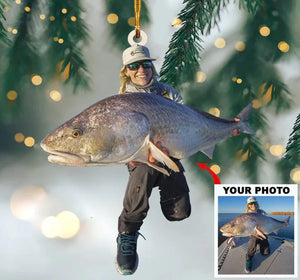 Custom Photo Fishing Ornament - Personalized Christmas Acrylic Ornament , Fishing Jacket Ornament, Fishing Fan Lover, Gift For Fisher, Fisherman