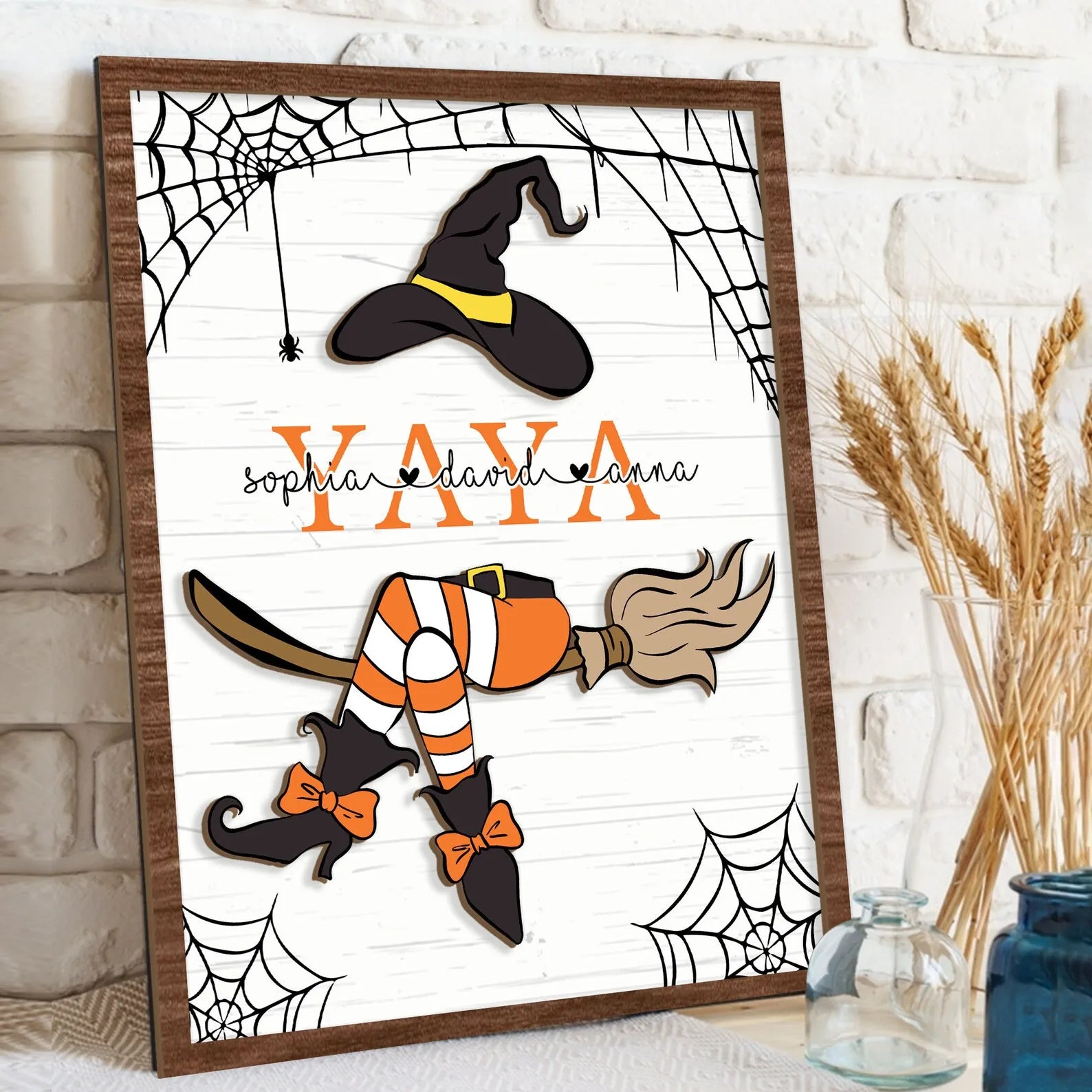 Personalized Nana Witch Two-Layer Wooden Plaque, Custom Kid's Name Halloween Wooden Sign, Spooky Season Wood Sign, Halloween Gift for Mom, Grandma