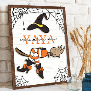 Personalized Nana Witch Two-Layer Wooden Plaque, Custom Kid's Name Halloween Wooden Sign, Spooky Season Wood Sign, Halloween Gift for Mom, Grandma