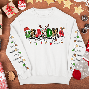 Grandma Claus Custom Name Christmas Light - Sleeve Printed Sweater - Gift for Grandma, Nana, Grandparent