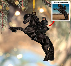 Custom Horse Photo Ornament,  Personalized Equestrian Gift for Horse Lovers, Country Girl, Picture Acrylic Christmas Ornament | Horse Riding, Riders