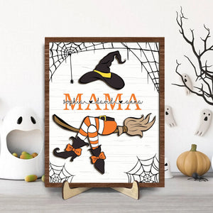 Personalized Nana Witch Two-Layer Wooden Plaque, Custom Kid's Name Halloween Wooden Sign, Spooky Season Wood Sign, Halloween Gift for Mom, Grandma