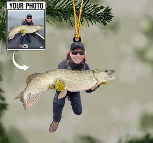 Custom Photo Fishing Ornament - Personalized Christmas Acrylic Ornament , Fishing Jacket Ornament, Fishing Fan Lover, Gift For Fisher, Fisherman