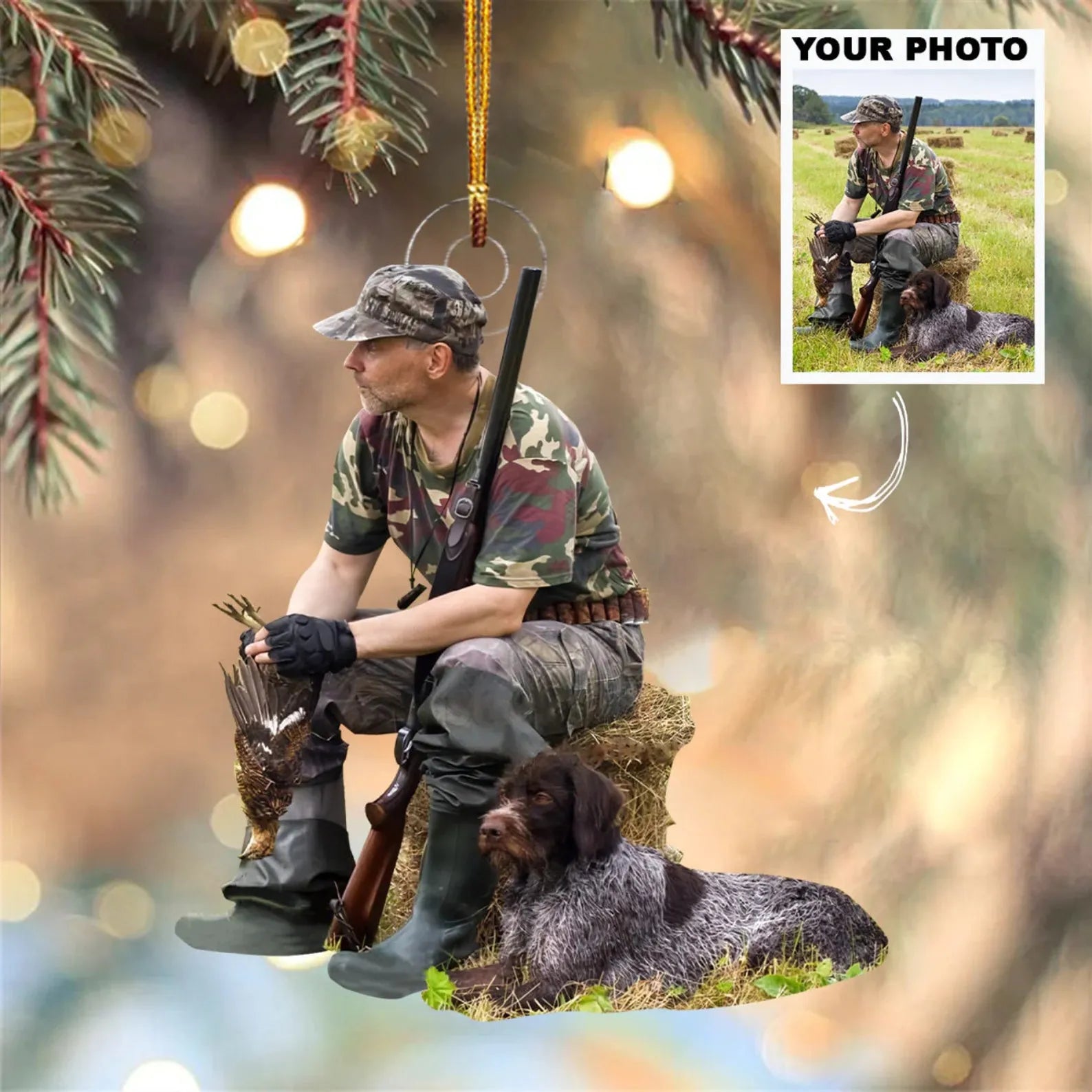 Custom Photo Hunting Ornament - Personalized Gift for Hunter, Outdoor Hunting, Hunting Season, Deer Hunting | Christmas Ornament