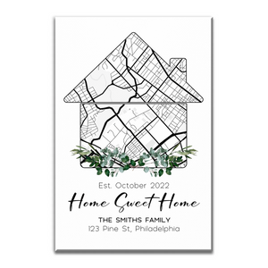 Custom Home Map, First Time Home Buyer, Personalized Housewarming Gift - Personalized Poster/Canvas Print