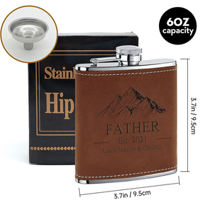 Established Father - Family Personalized Custom Hip Flask - Father's Day, Birthday Gift For Dad, Grandpa - Suzitee Store