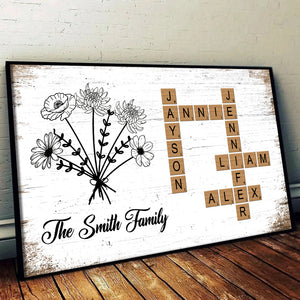 Birth Flower Family Crossword - Personalized Poster/Canvas - Gift For Family Members, Mom and Dad