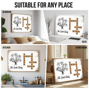 Birth Flower Family Crossword - Personalized Poster/Canvas - Gift For Family Members, Mom and Dad