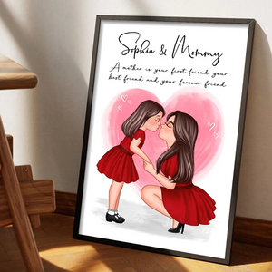 Mom And Kid Holding Hands Kissing - Personalized Poster/Canvas Print - Gift For Mom, Mother's Day