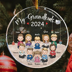 My Grandkids - Personalized Circle Acrylic Ornament - Christmas Gift For Grandma/Nana/Mimi, Mom, Wife, Grandparent