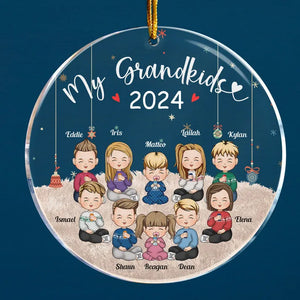 My Grandkids - Personalized Circle Acrylic Ornament - Christmas Gift For Grandma/Nana/Mimi, Mom, Wife, Grandparent